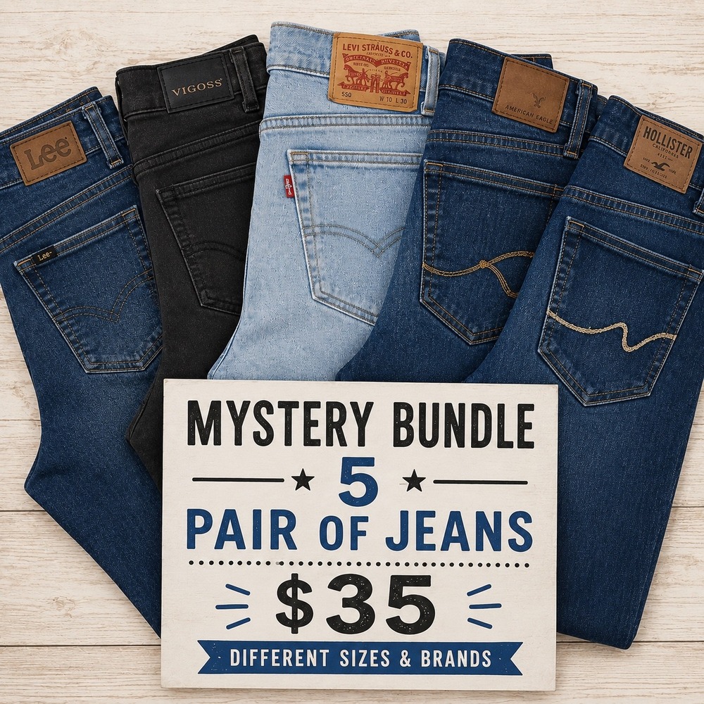 Mystery Bundle 5 Pairs Jeans  Mixed Brands Mixed Sizes Reseller Bundle